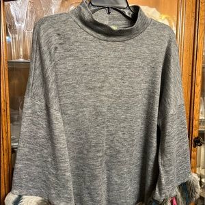 Lily London Gray Sweater with Mock Turtleneck and Bell Sleeves XL